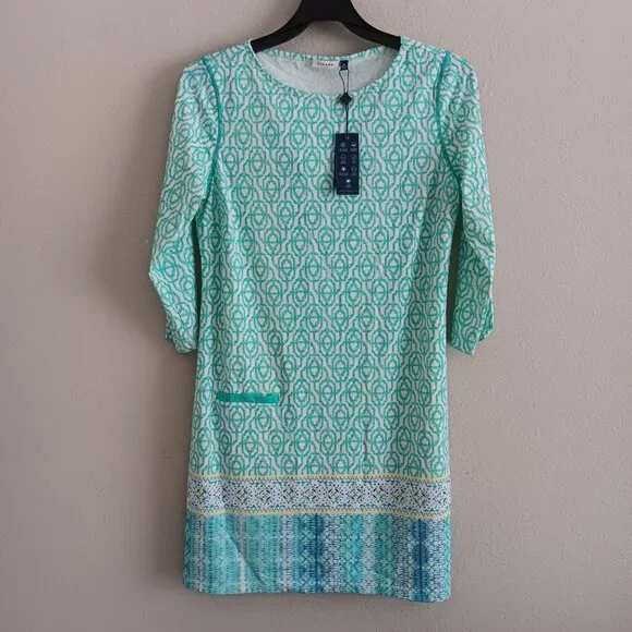 Cabana Life Cabana Shift Boatneck Dress UPF 50 , Aqua Sz XL a654942 - Picture 2 of 7